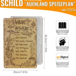 Blechschild Auenland Speiseplan: sieben Mahlzeiten am Tag