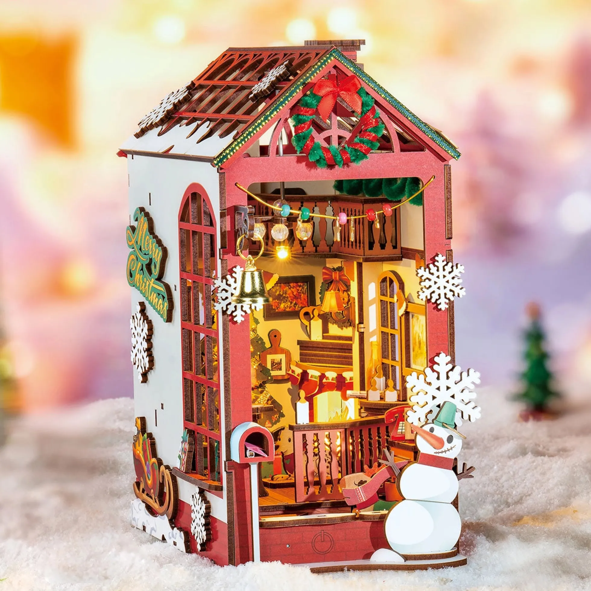 Book Nook Holzbausatz – Weihnachts-Innenszene