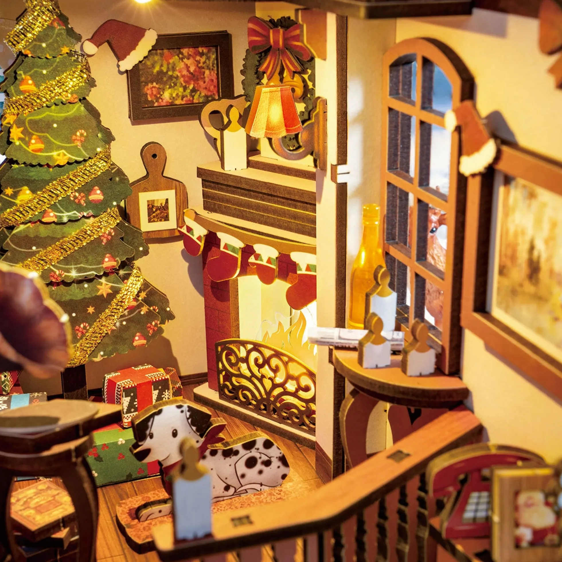 Book Nook Holzbausatz – Weihnachts-Innenszene