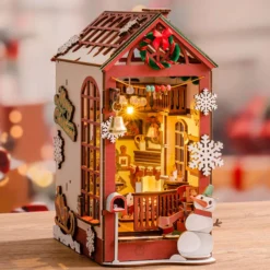 Book Nook Holzbausatz – Weihnachts-Innenszene