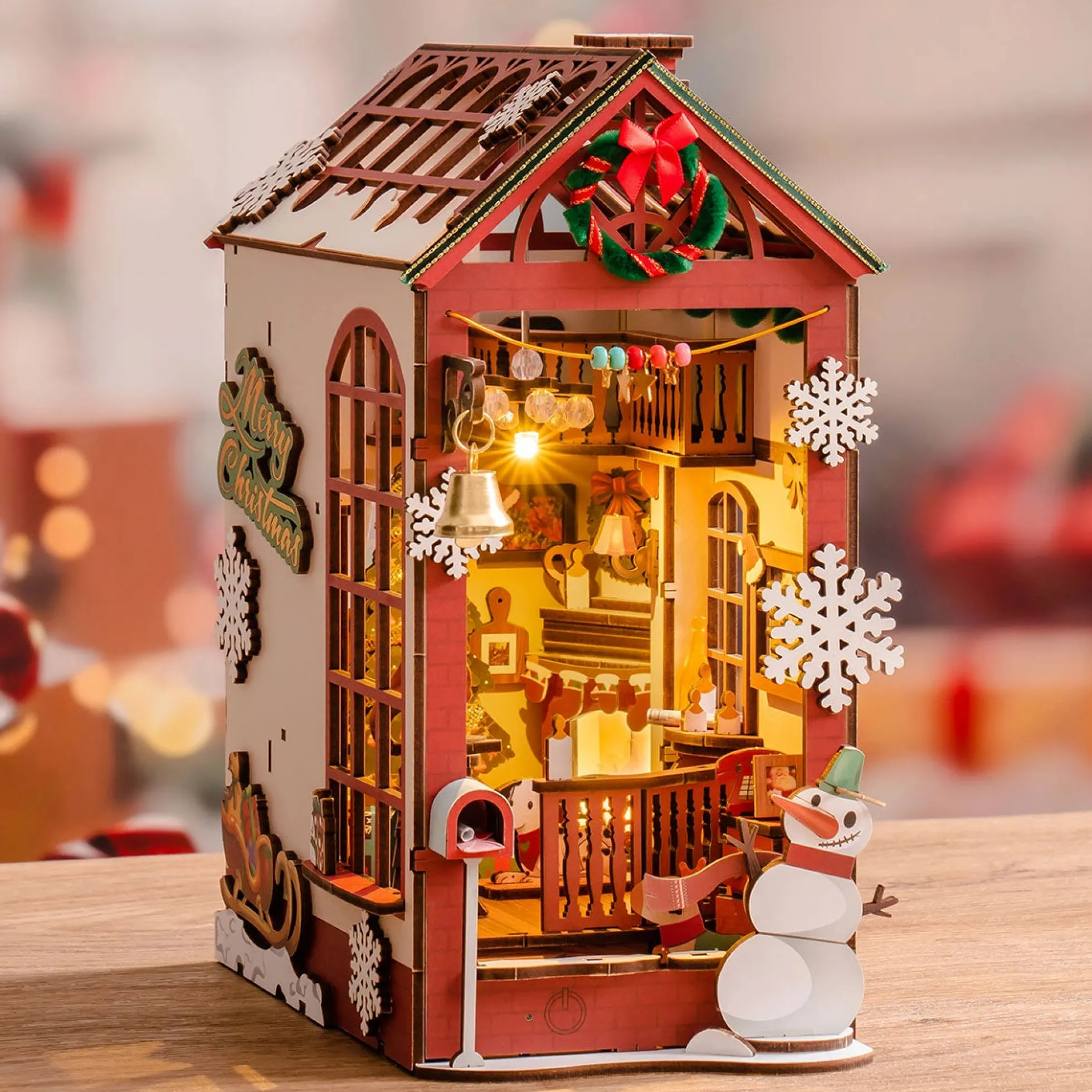 Book Nook Holzbausatz – Weihnachts-Innenszene
