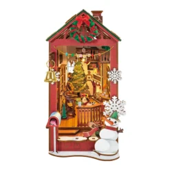 Book Nook Holzbausatz – Weihnachts-Innenszene