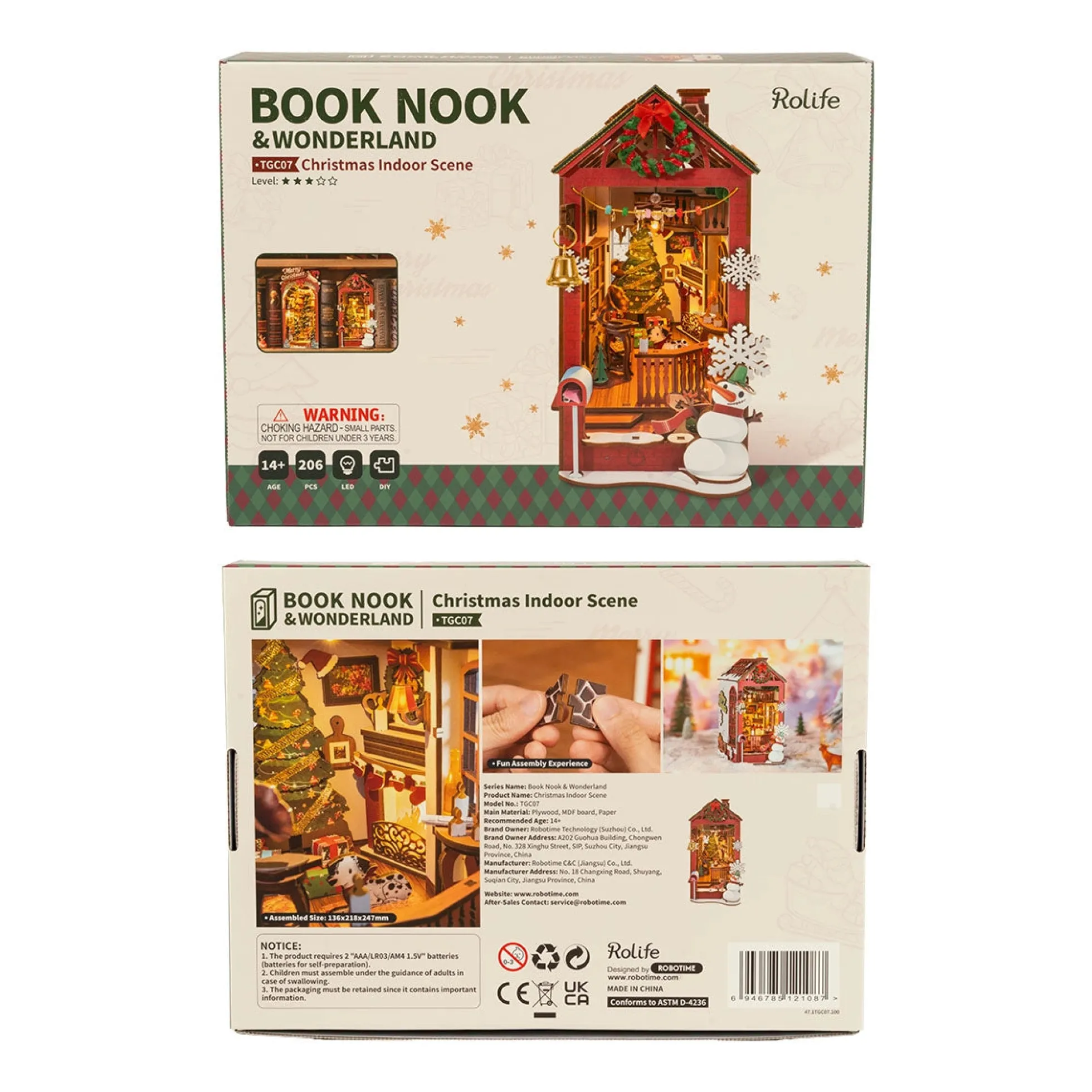 Book Nook Holzbausatz – Weihnachts-Innenszene