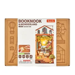 Book Nook Sunset Isle, Bausatz mit Küstenstadt und zwei Lichtstimmungen