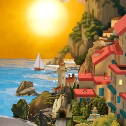 Book Nook Sunset Isle, Bausatz mit Küstenstadt und zwei Lichtstimmungen