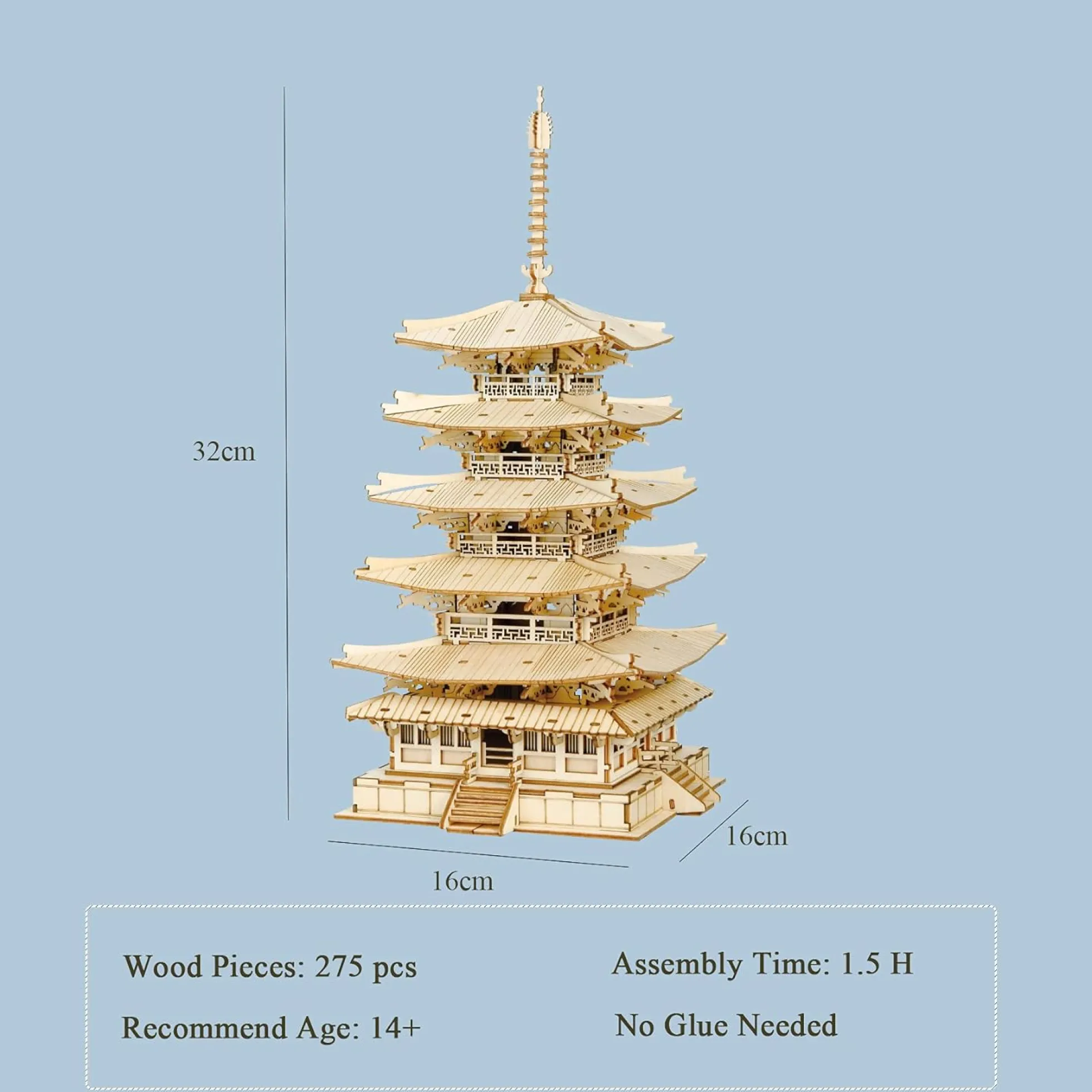 Fünfstöckige Pagode Holzbausatz