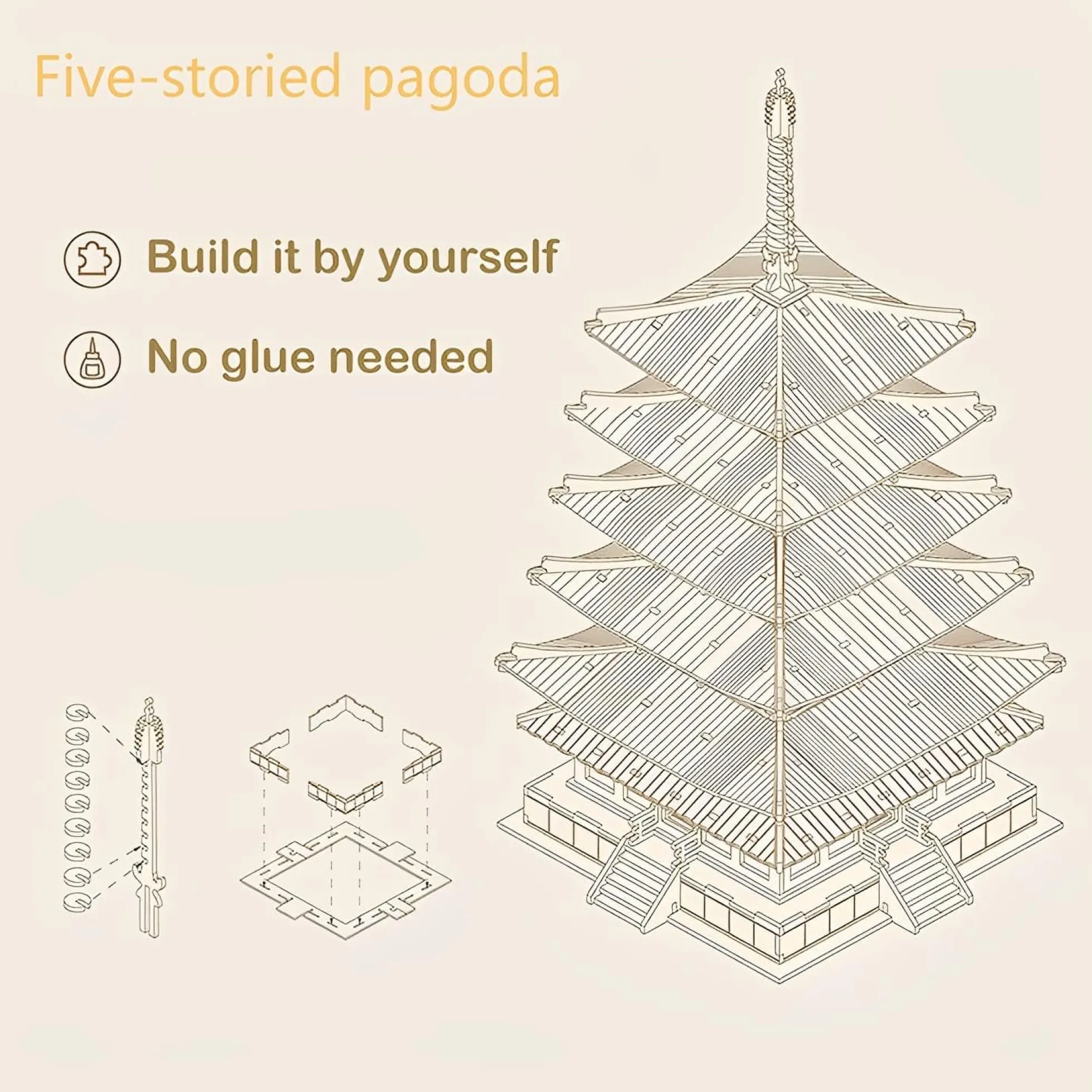 Fünfstöckige Pagode Holzbausatz