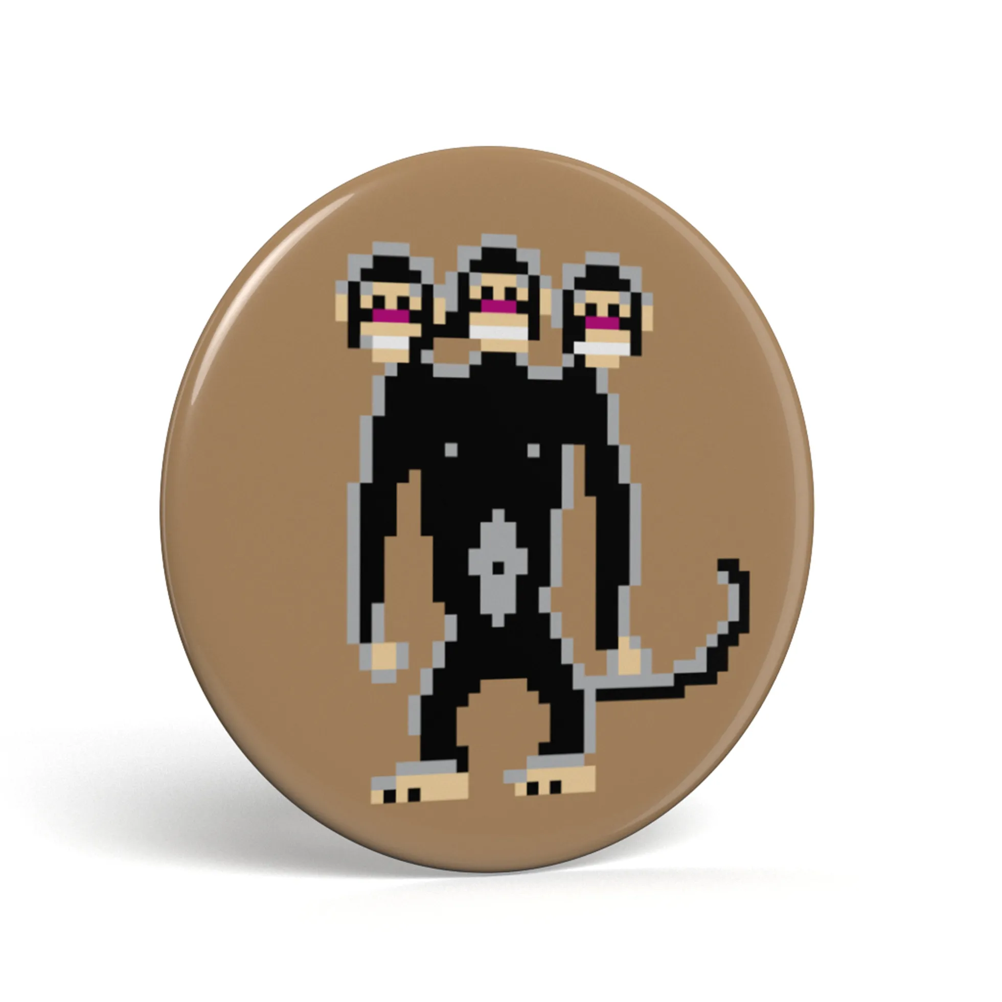 Geek Button Dreiköpfiger Affe