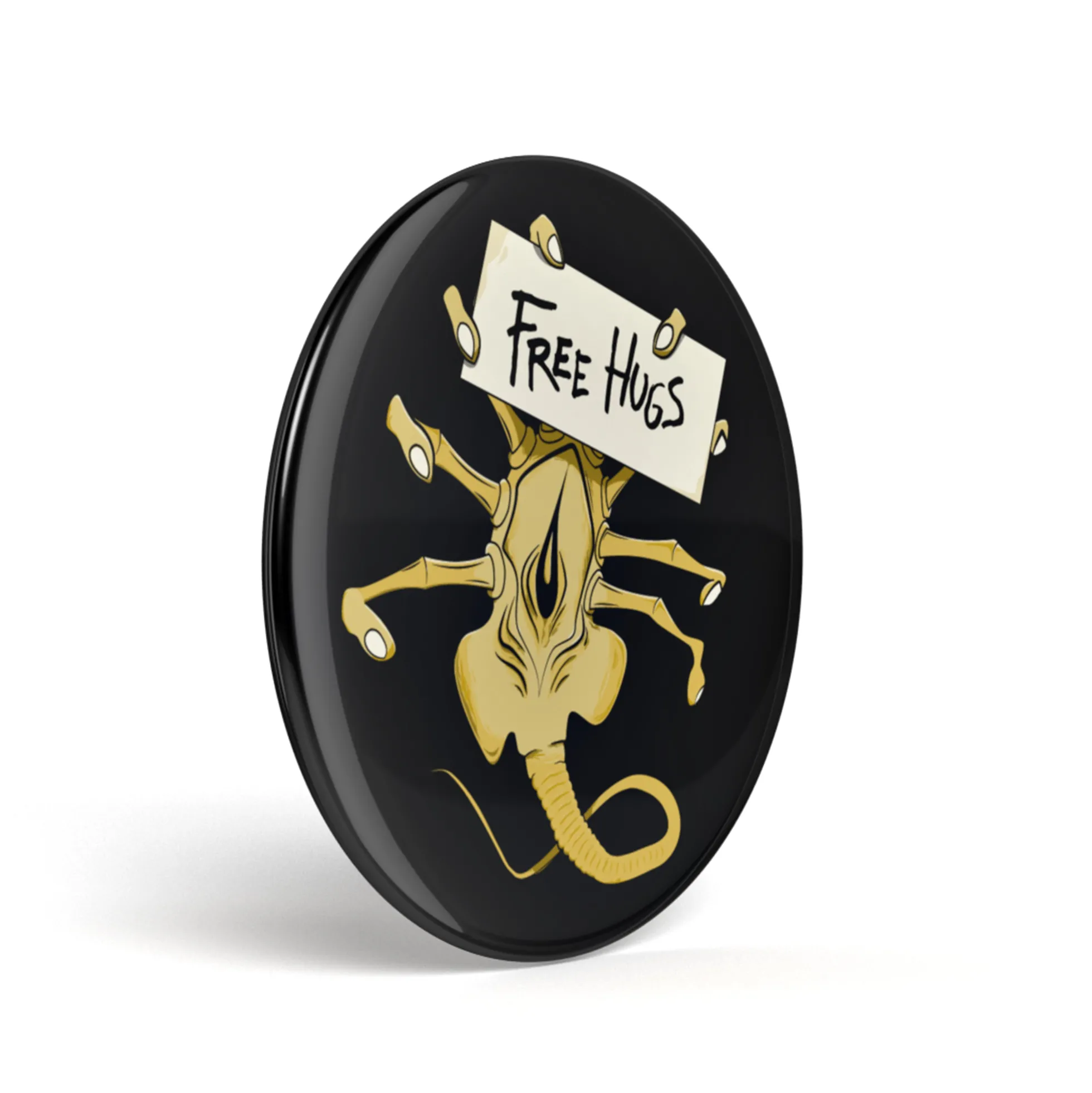 Geek Button Free Hugs Facehugger