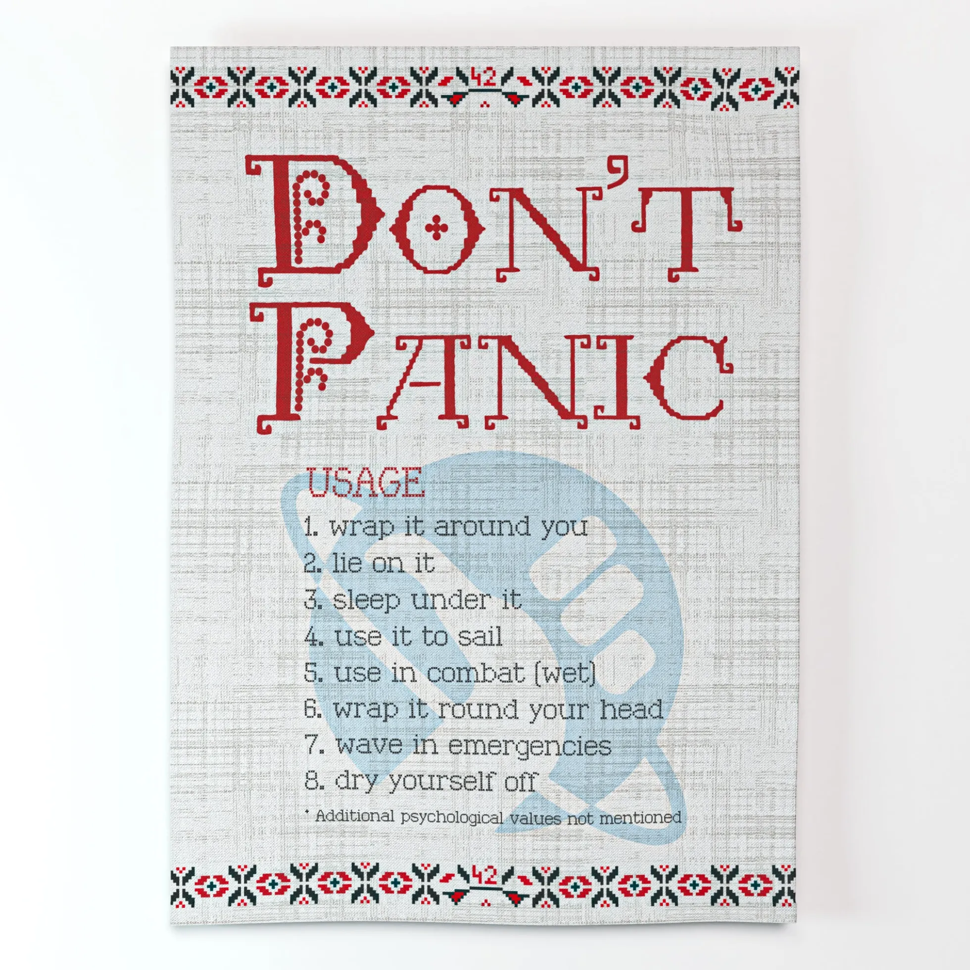 Geschirrhandtuch: Don't Panic
