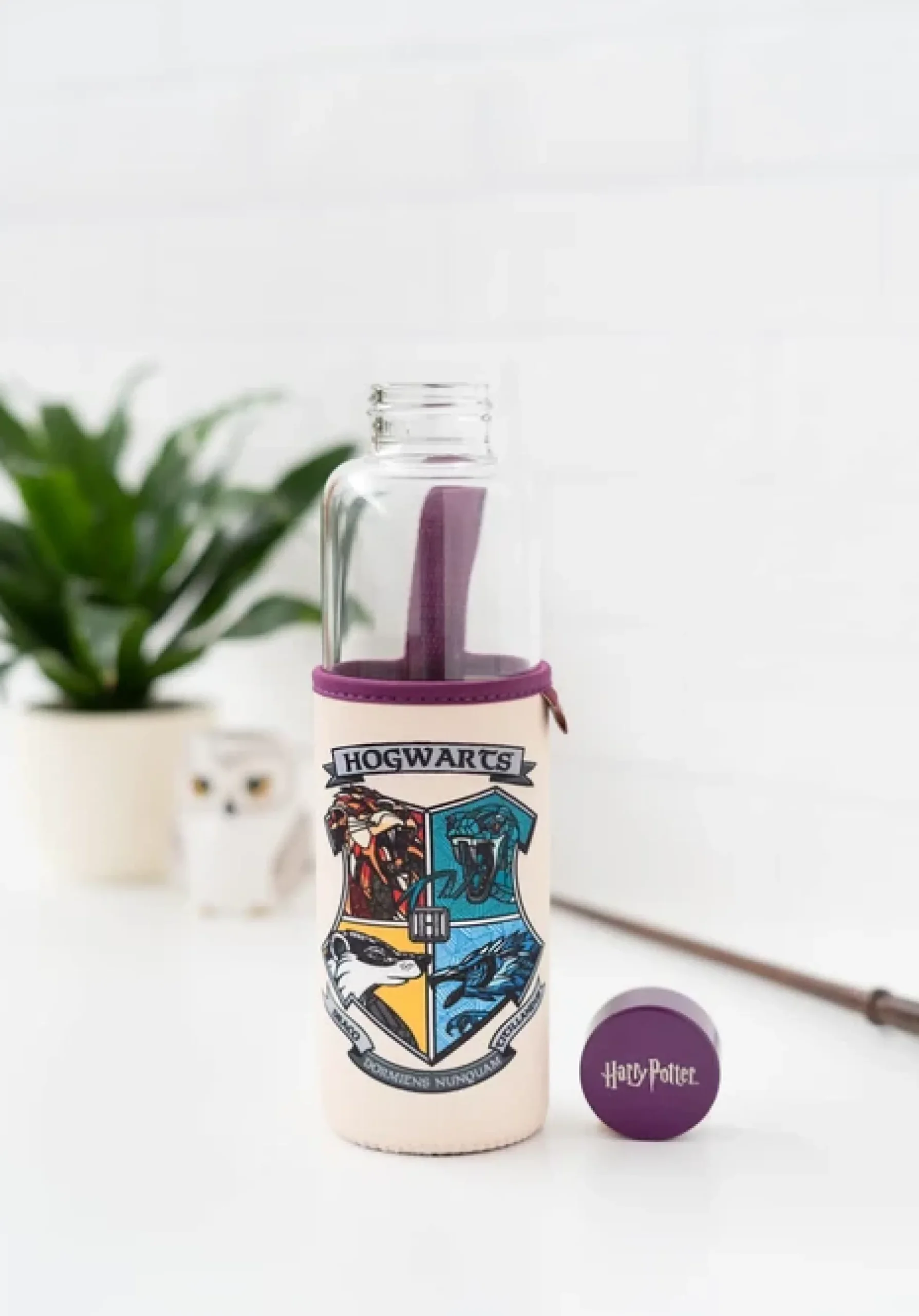 Harry Potter Glasflasche mit Hogwarts-Wappen