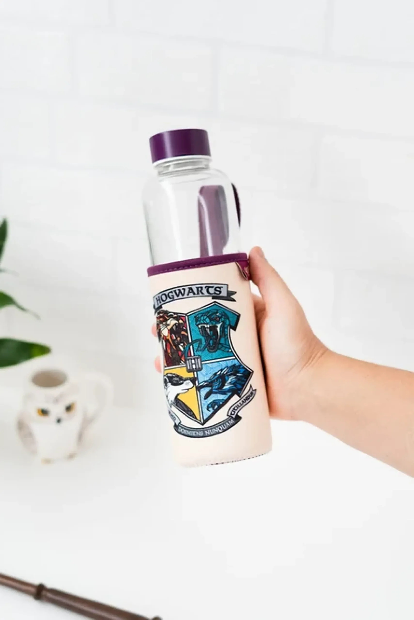Harry Potter Glasflasche mit Hogwarts-Wappen