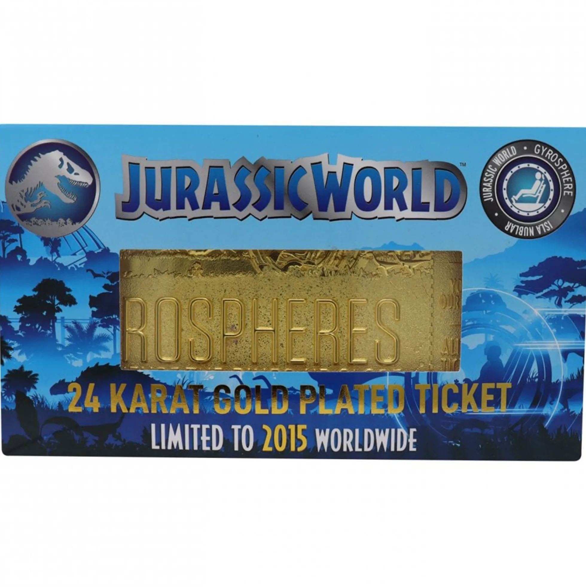 Jurassic World Limited Edition 24k Gyrosphere Ticket