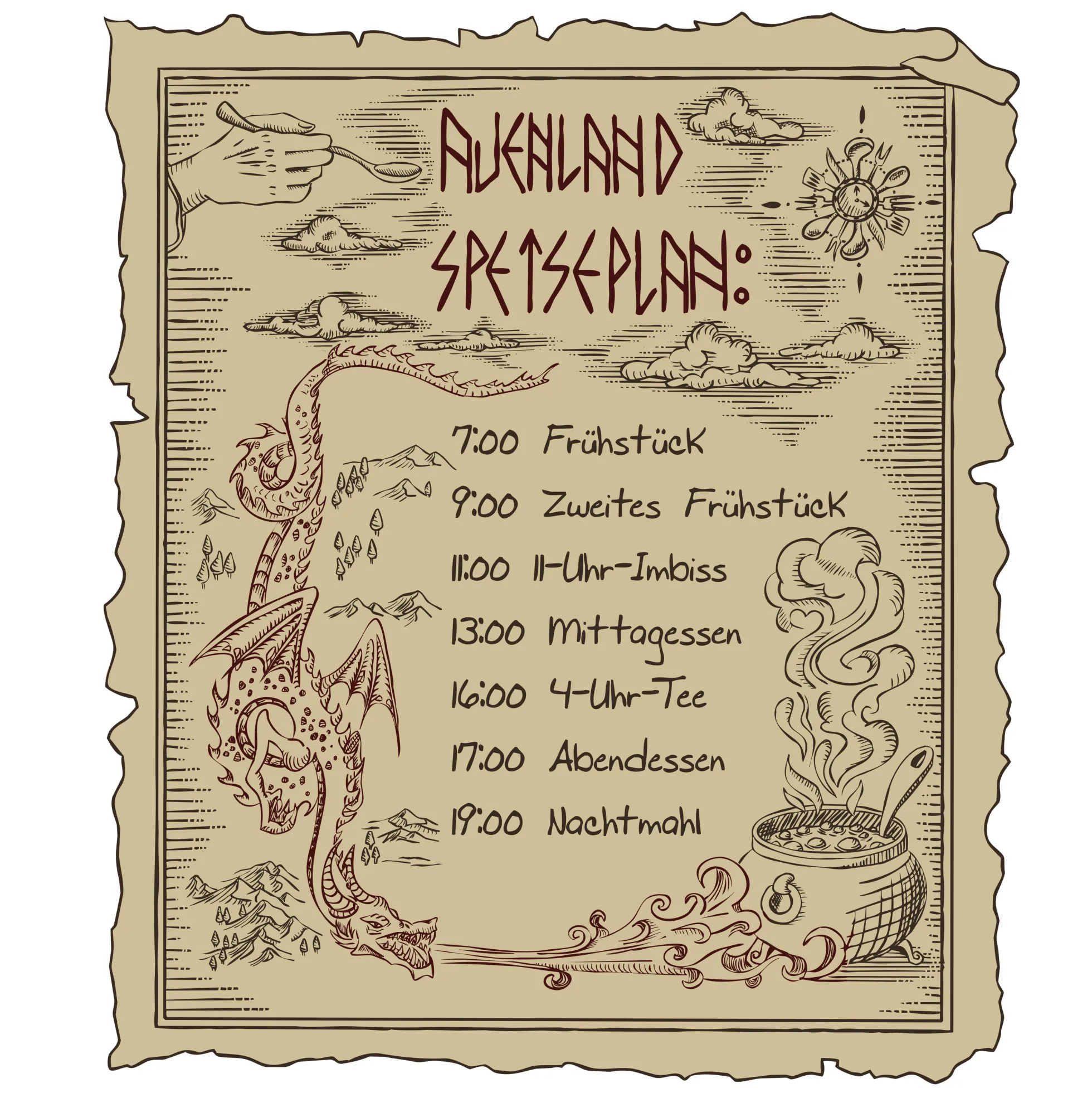 Küchen- und Grillschürze "Auenland-Speiseplan"