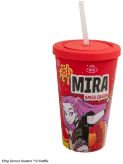 KPop Demon Hunters Becher mit Deckel und Trinkhalm