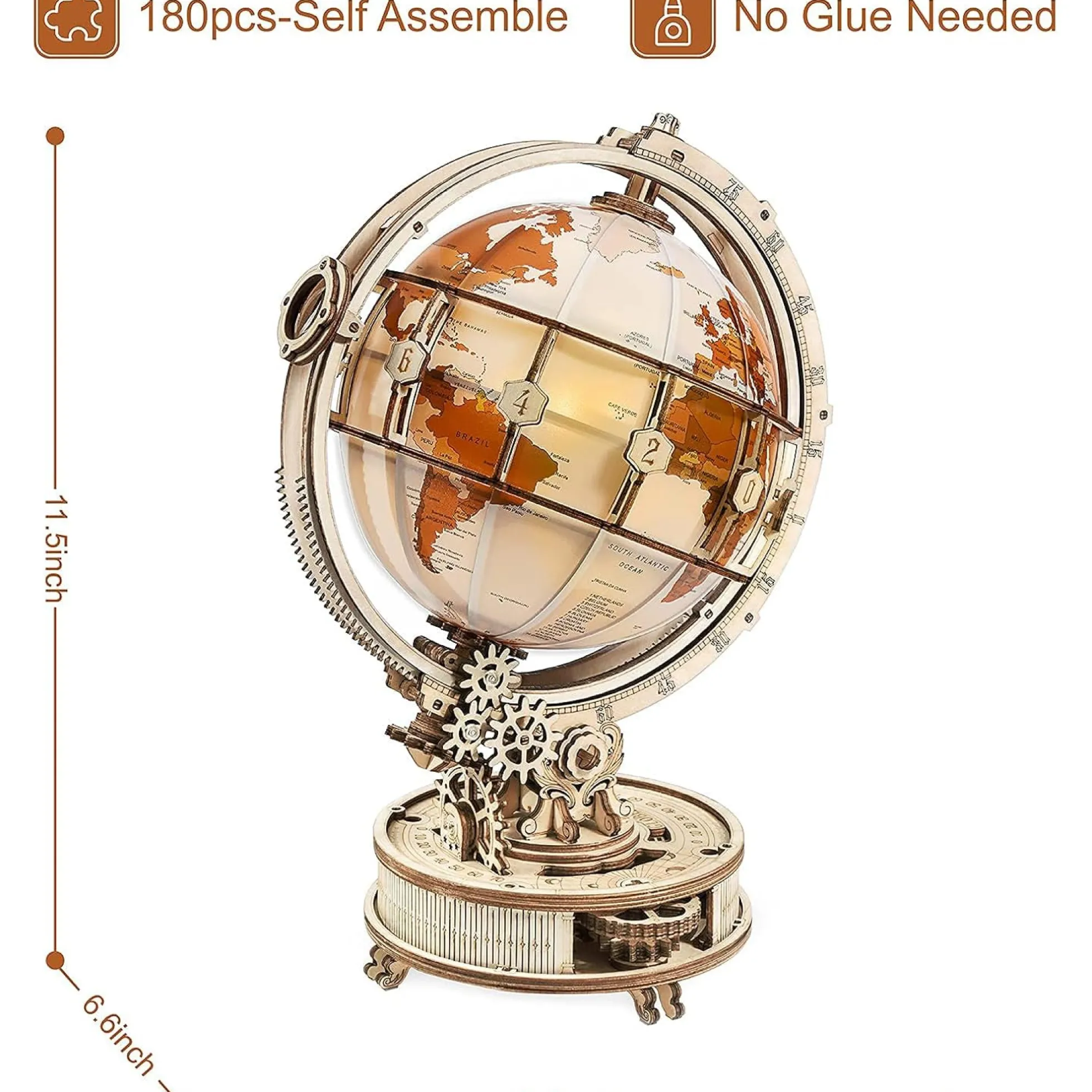 Leuchtender Globus Holzbausatz