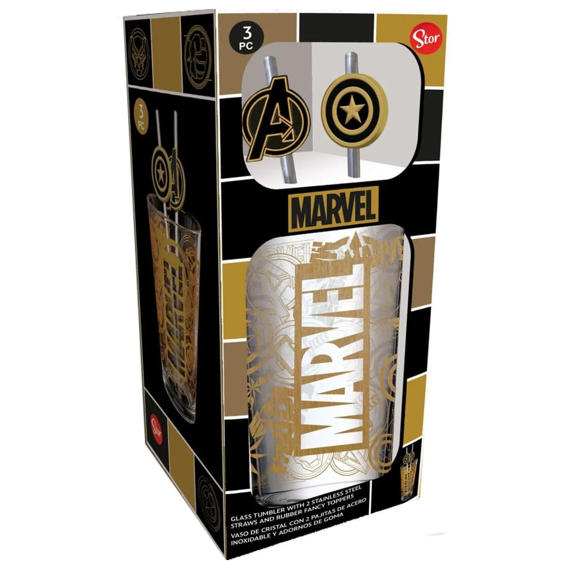 Marvel Glas mit Strohhalmen