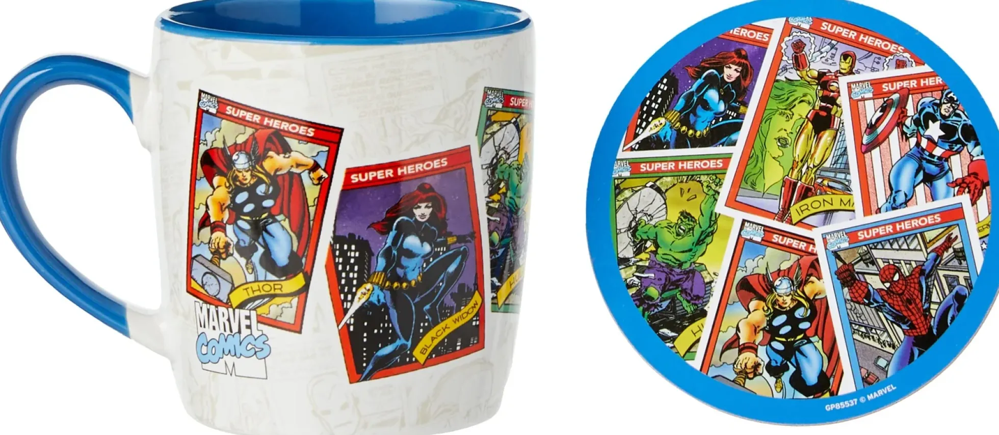 Marvel Retro Geschenkset mit Becher und Untersetzer
