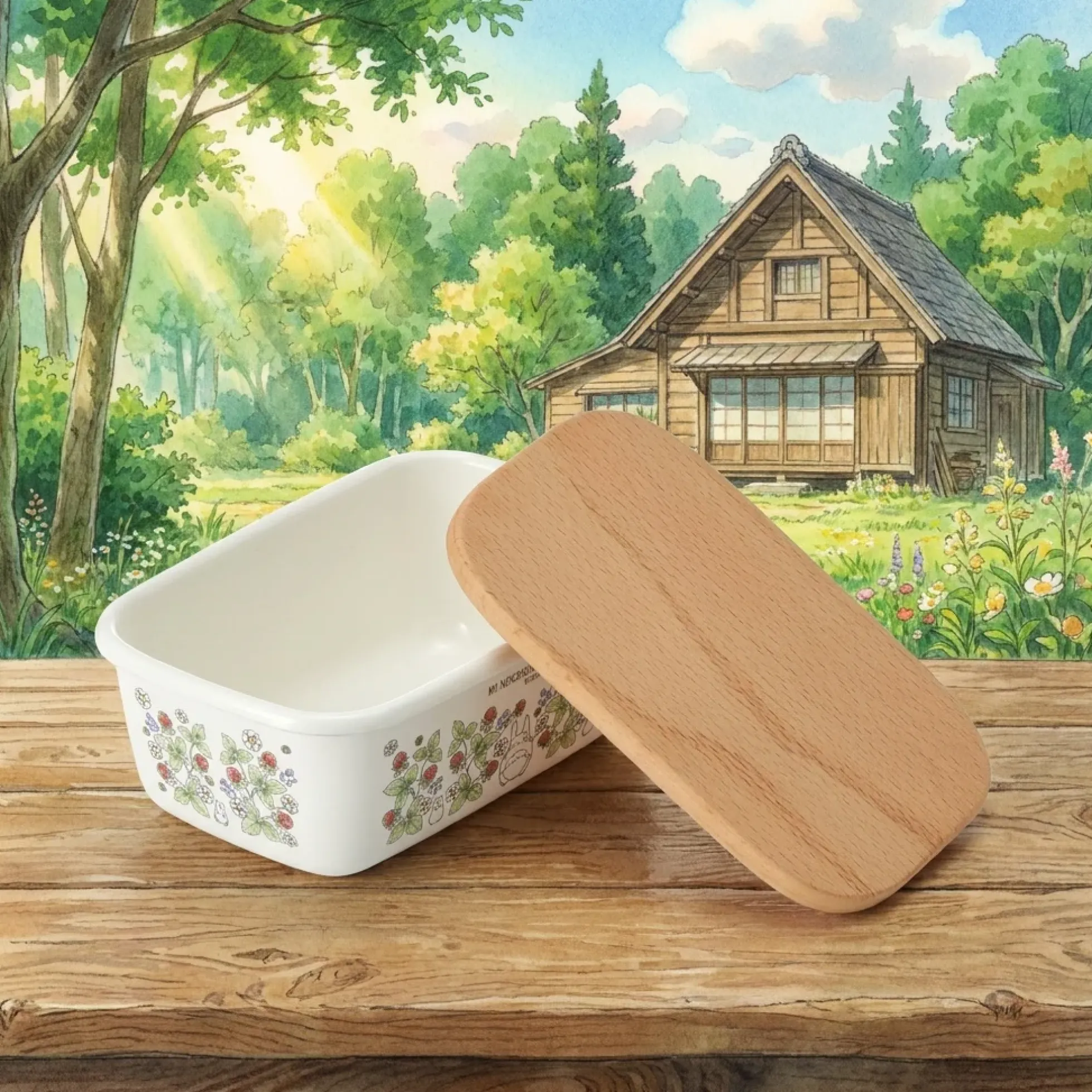 Mein Nachbar Totoro Butterdose mit Holzdeckel