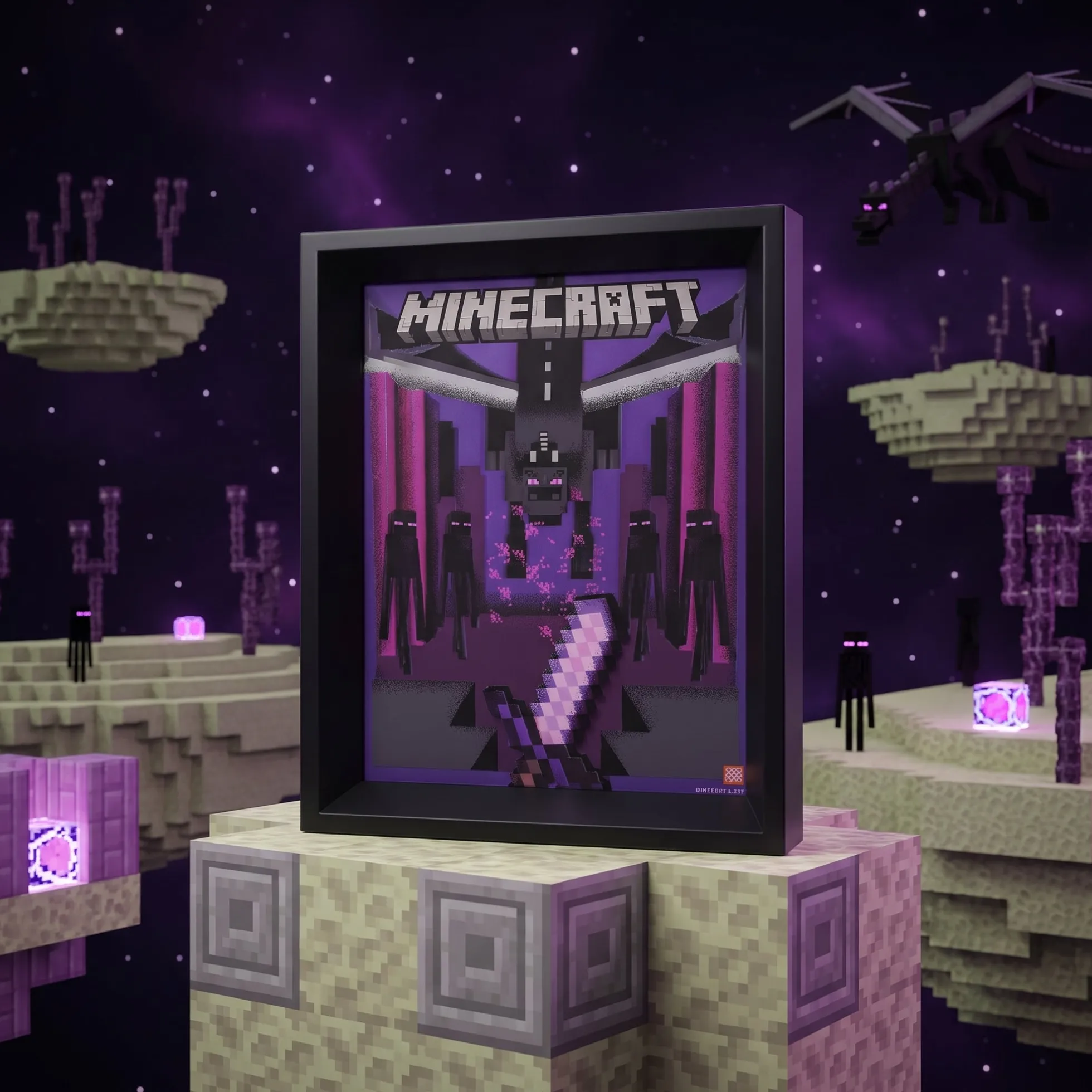 Minecraft Ender Dragon Gerahmtes 3D Wackelbild