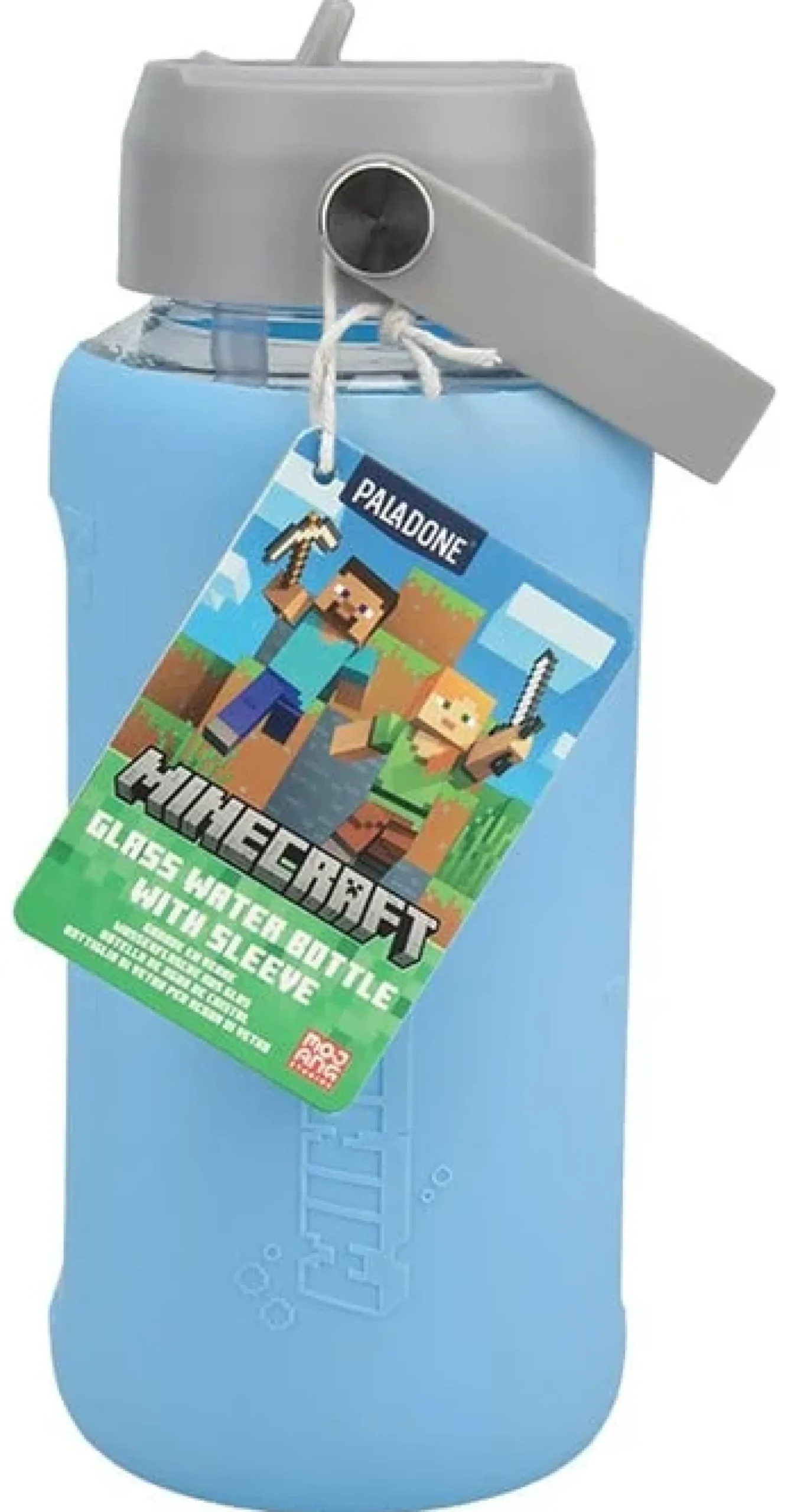 Minecraft Glas-Trinkflasche mit Schutzhülle