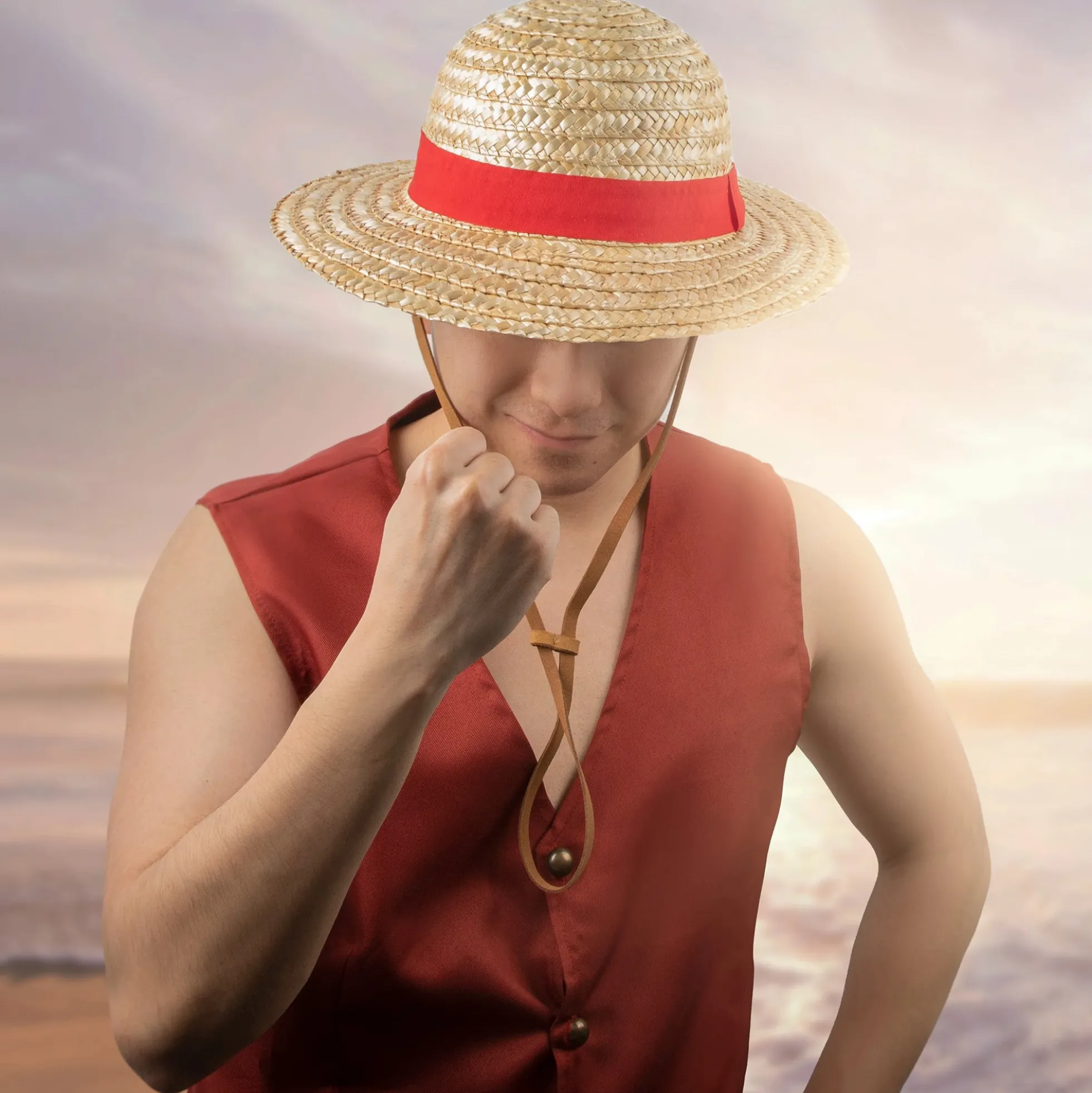 One Piece Strohhut Replikat mit Lederband