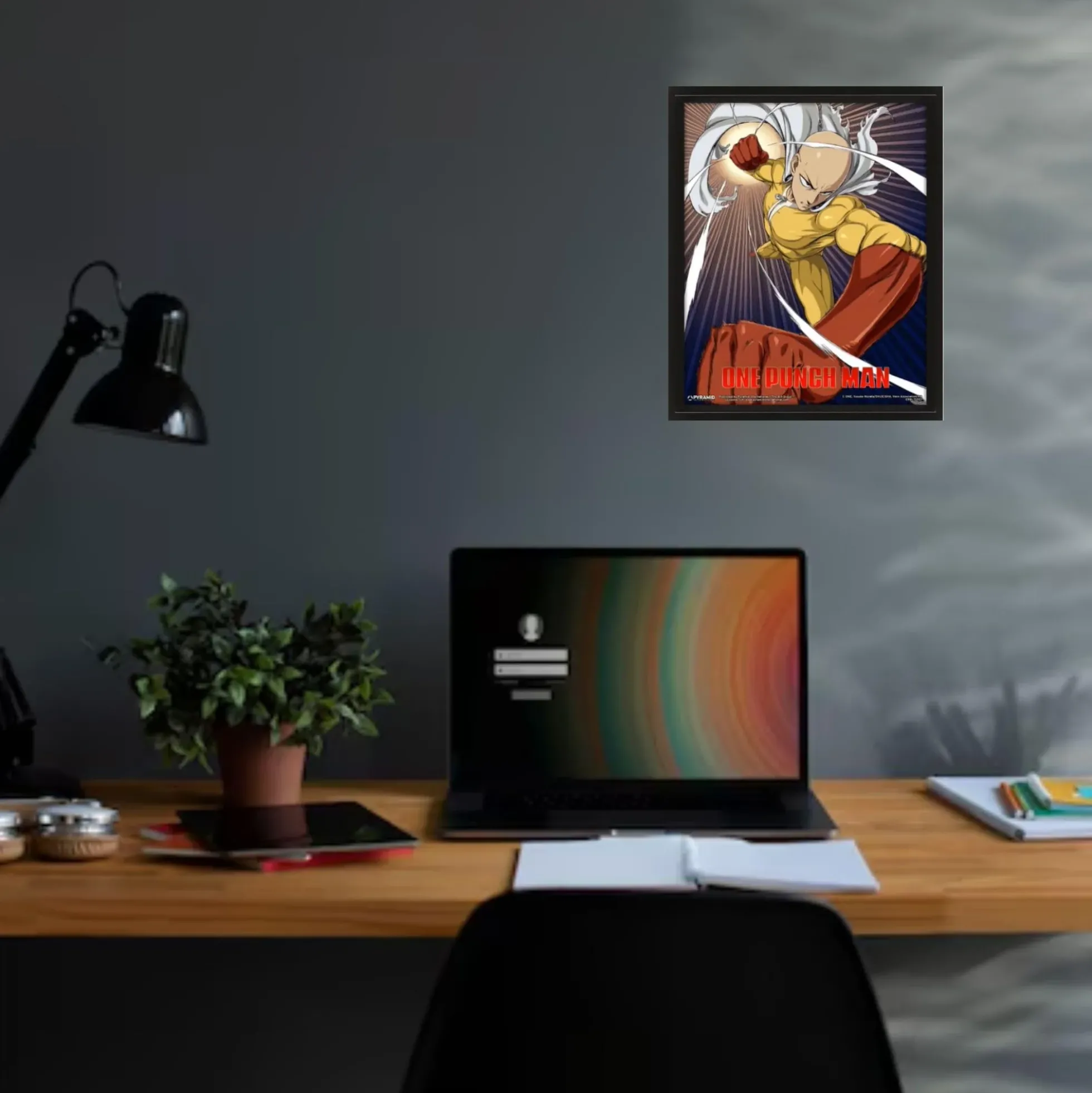 One Punch Man 3D-Wandbild Saitama und Genos