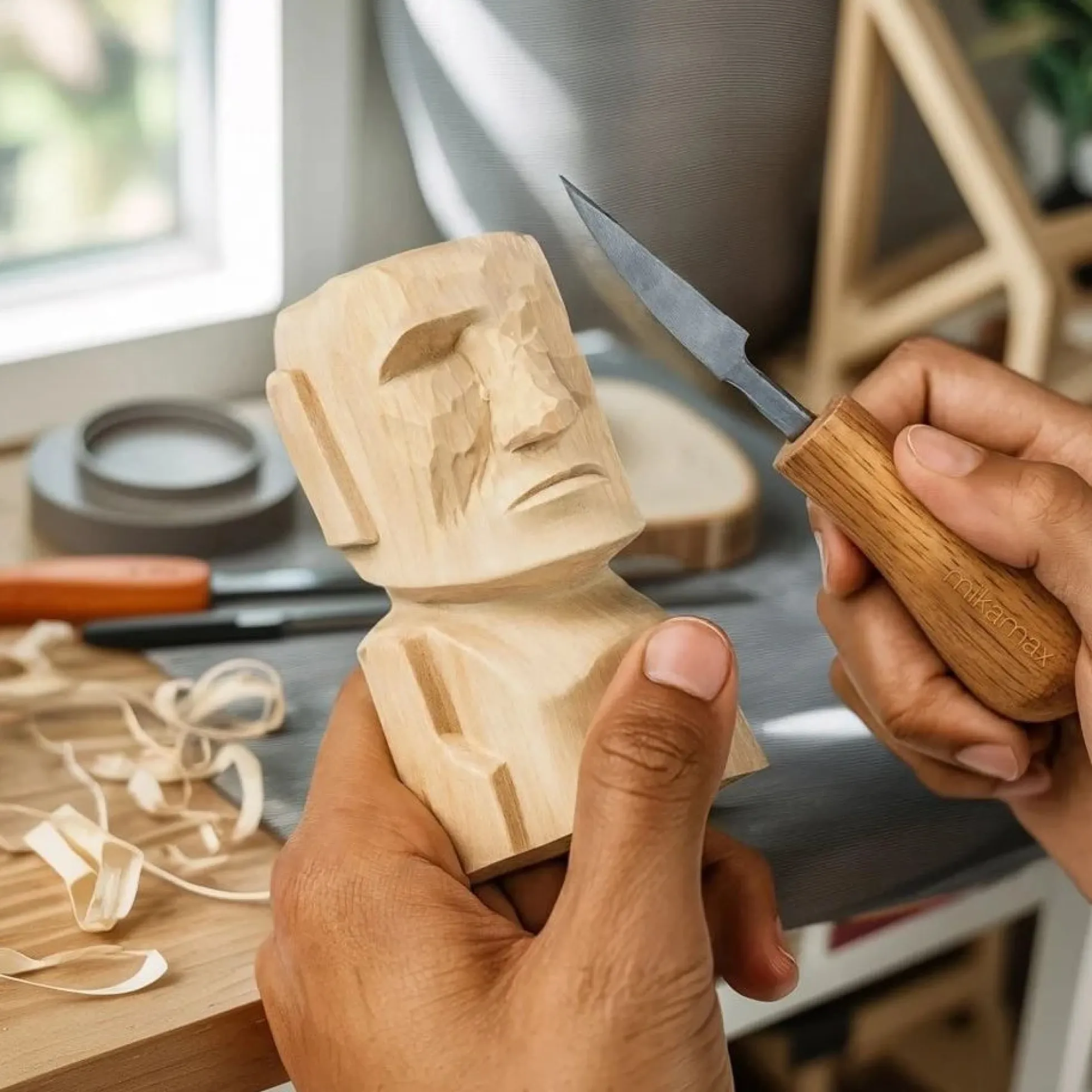 Osterinsel Moai DIY Holzschnitzset