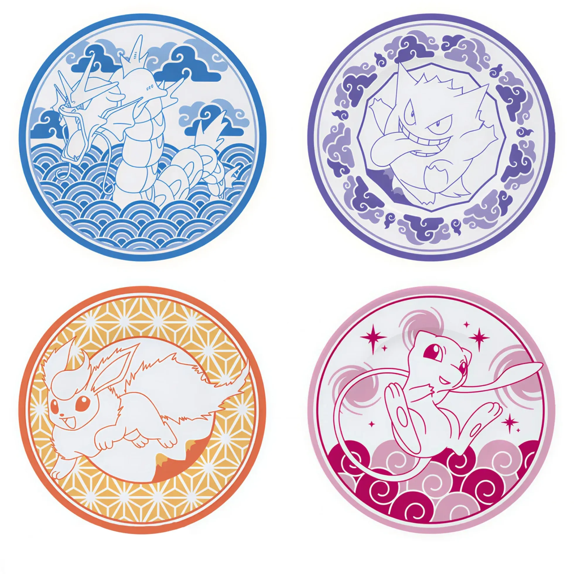 Pokémon Teller-Set – 4 Kanto Ikonen im Japanischen Stil