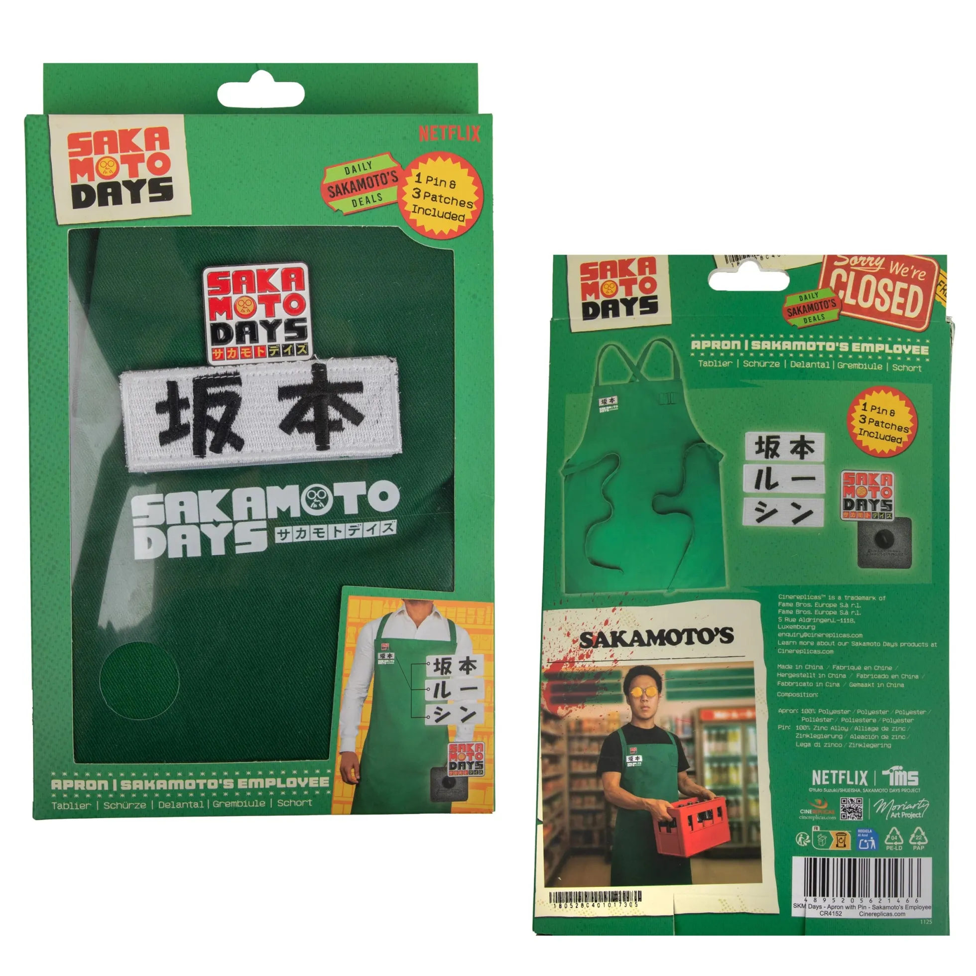 Sakamoto Days Schürze mit Pin und Klettaufnähern