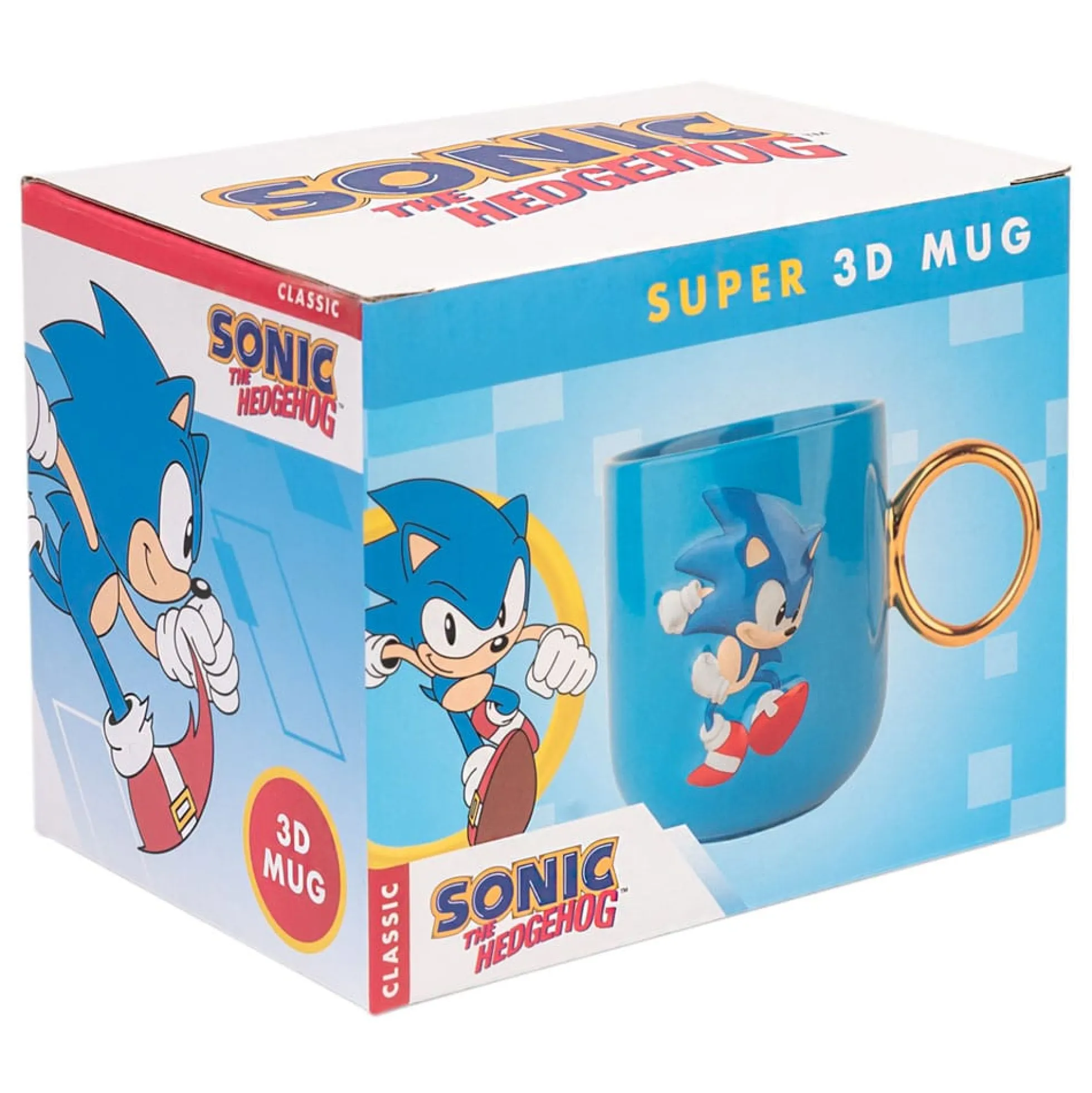 Sonic 3D-Tasse mit goldenem Ring-Henkel