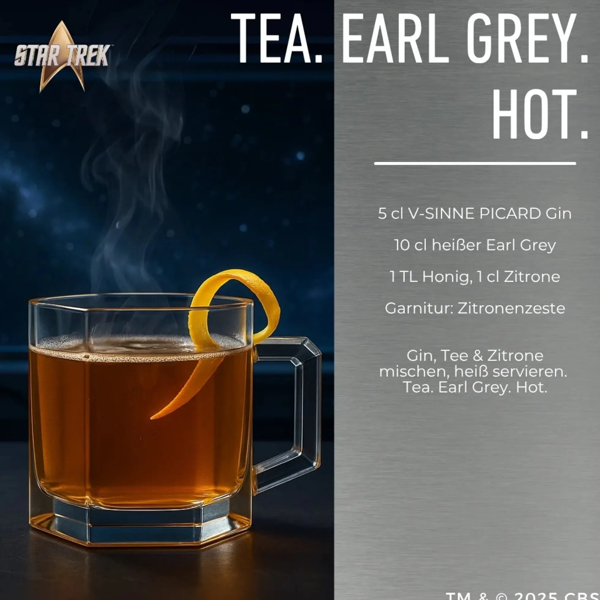 Star Trek Picard Earl Grey Gin mit Sammlerbox und Glas