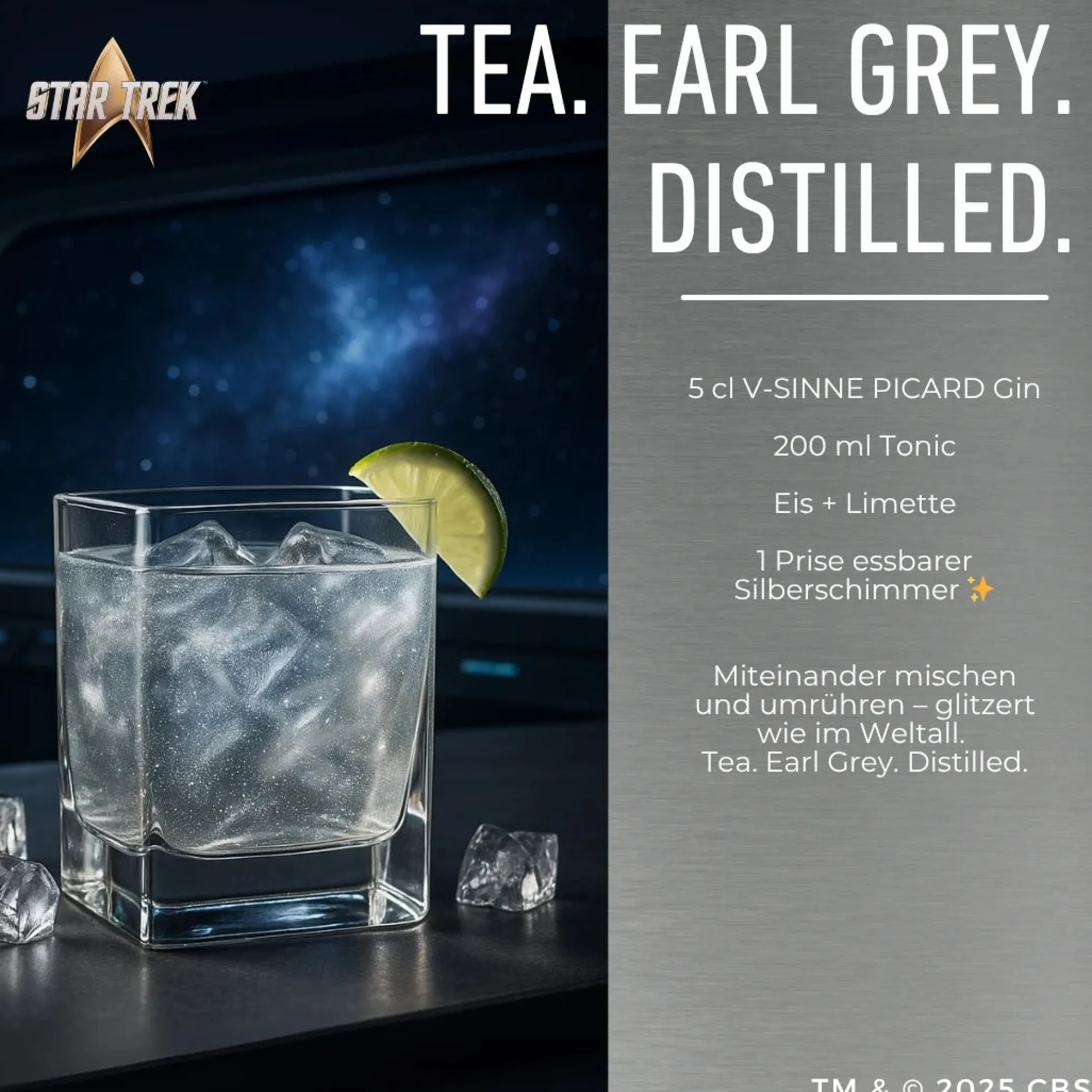 Star Trek Picard Earl Grey Gin mit Sammlerbox und Glas
