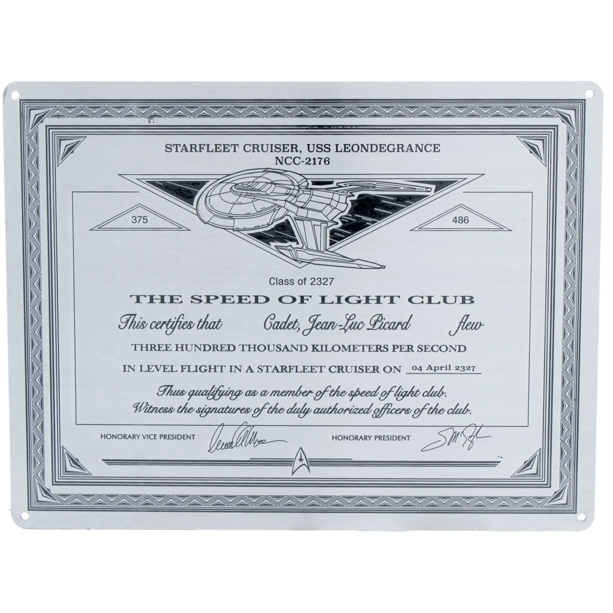 Star Trek Picard Speed of Light Club Plakette