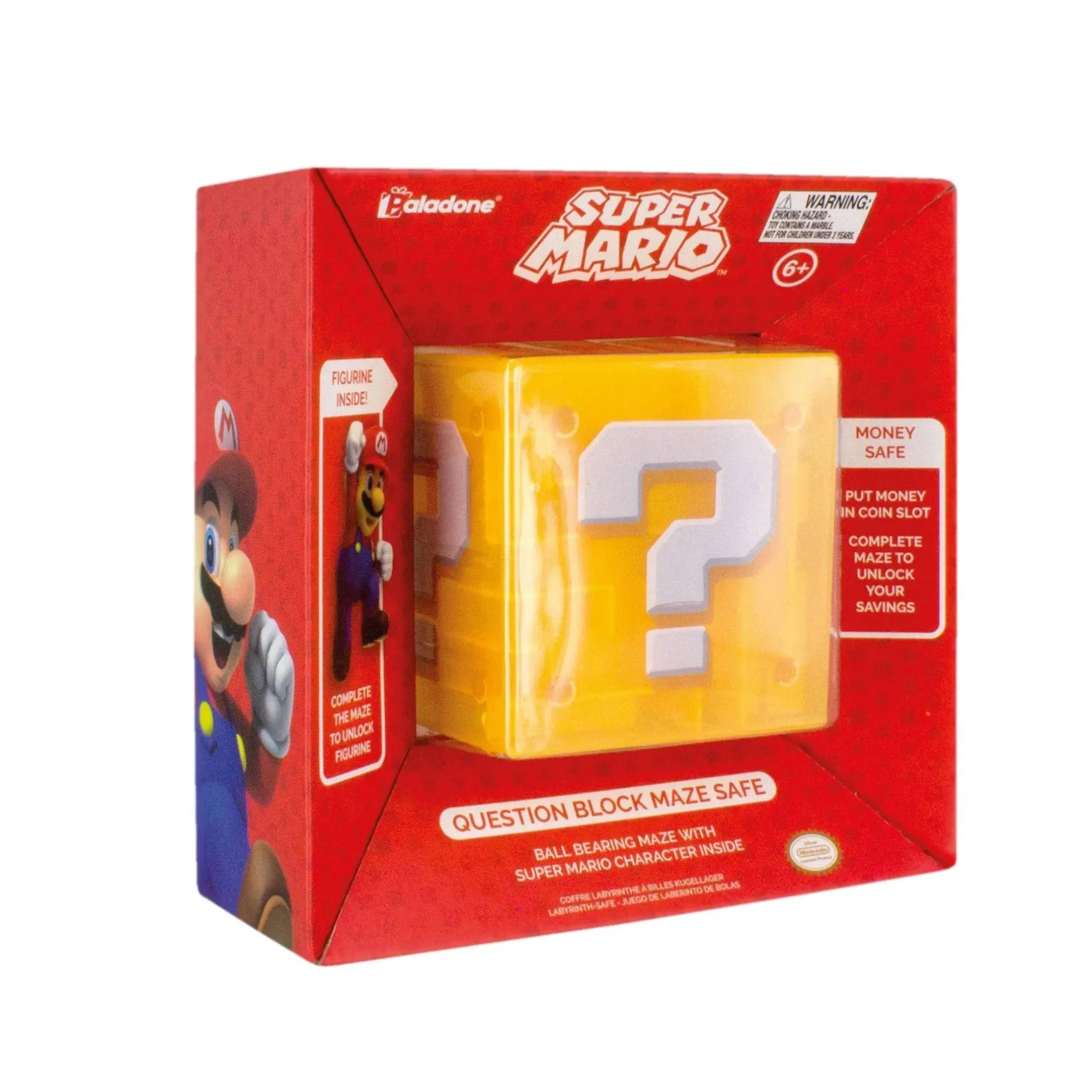 Super Mario Fragezeichen Block Labyrinth-Spardose mit Figur