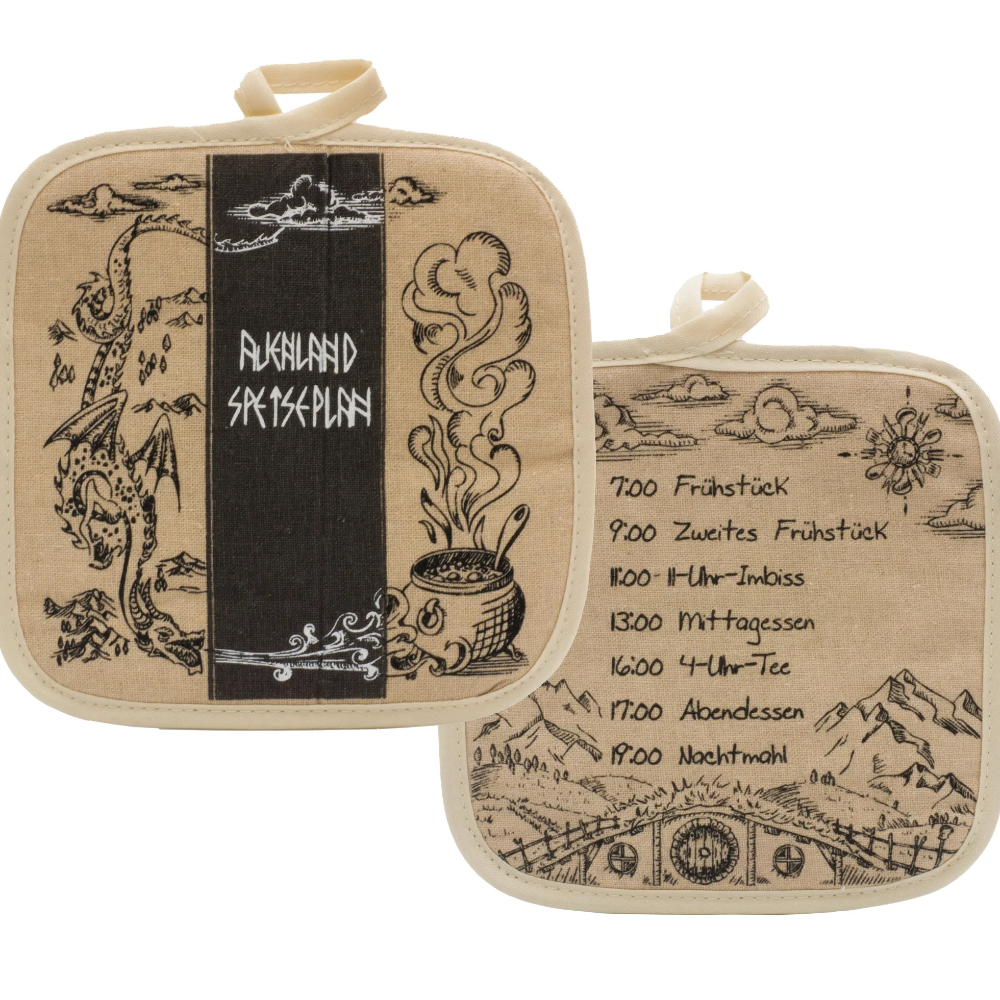 Topflappen-Set Auenland Speiseplan
